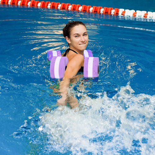 2pcs Aquatic Exercise Dumbells Water Aerobics Fitness Barbells EVA Foam Water Hand Bars Pool Exercises Weight Loss