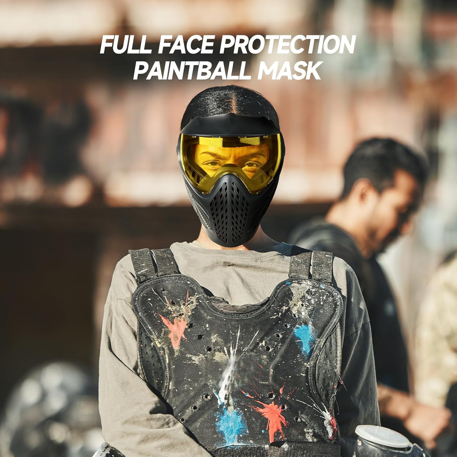 Xaegistac Paintball Mask - Integrated Sun Visor, Anti-Fog Design & Adjustable Headband | Wide Field of View