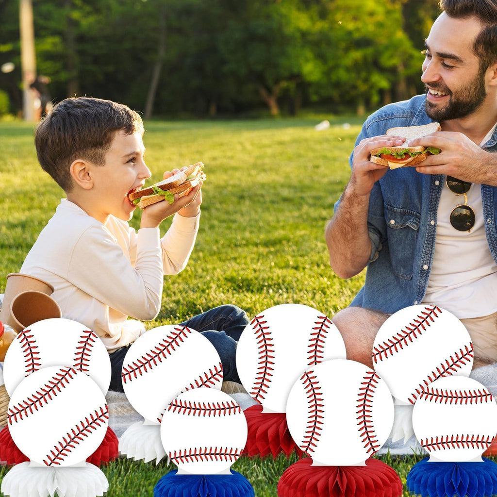 12PCS Baseball Birthday Party Decorations Baseball Honeycomb Centerpieces Sports Themed Party Decorations Baseball Table Topper Baseball Centerpieces for Table Sport Birthday Baby Shower Supplies