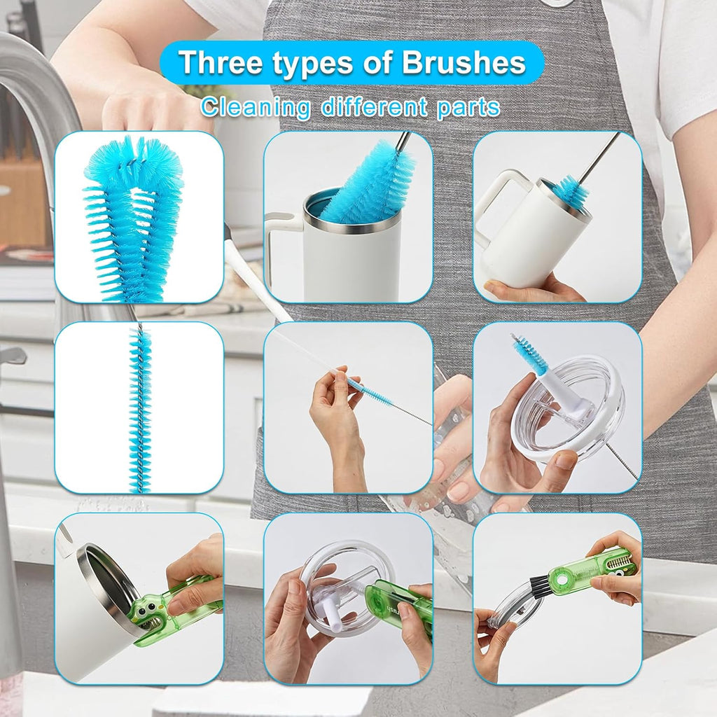 Stanley Cup Replacement Lid - 2 Pack with 4 Bottle Brush Cleaners for Easy Maintenance