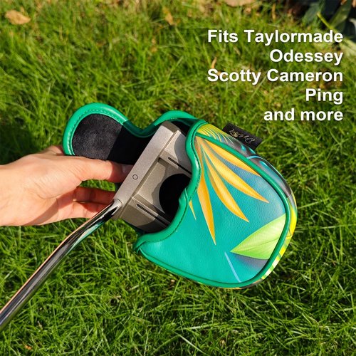 DYBEN - Magnetic Mallet Putter Cover - Cool and Funny Golf Putter Head Cover - Durable Leather Protection - Universal Fit for Mallet Putters - 5.11"L x 5.31" W