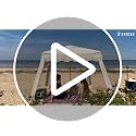 White Fringe Beach Cabana with Wood Poles | 7x7 ft Boho Canopy, UV Protection, Easy Setup