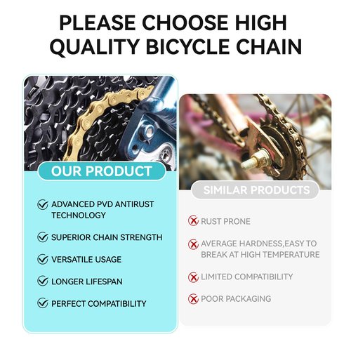 Tailcle 6/7/8 Speed Gold Bike Chain, Bicycle Chain Bike Parts Chain Replacement for Road Mountain Racing Cycling E-Bike MTB BMX (Gold 6/7/8 Speed)