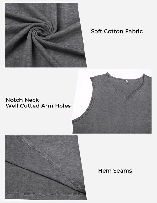 COOFANDY Men's 2 Pack Workout Tank Tops Summer V Neck Gym Muscle Tee Cotton Bodybuilding T Shirts,Black/Dark Gray,Small