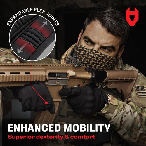 NoCry Water Resistant Tactical Shooting Gloves for Men with Soft Padded Knuckle Guards and Reinforced Palm with Non-Slip Grip — Ideal Heavy Duty Black Airsoft Gloves