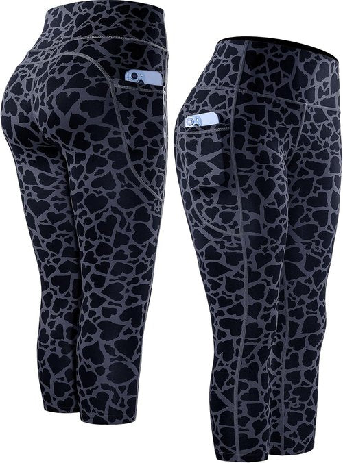 CADMUS High Waisted Capri Leggings - Women's Athletic Yoga Pants with Two Side Pockets