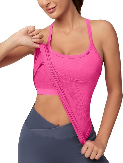 MathCat Workout Tank Tops - Sleeveless Gym Tops with Built-In Bra for Yoga & Fitness | Women's Athletic Wear