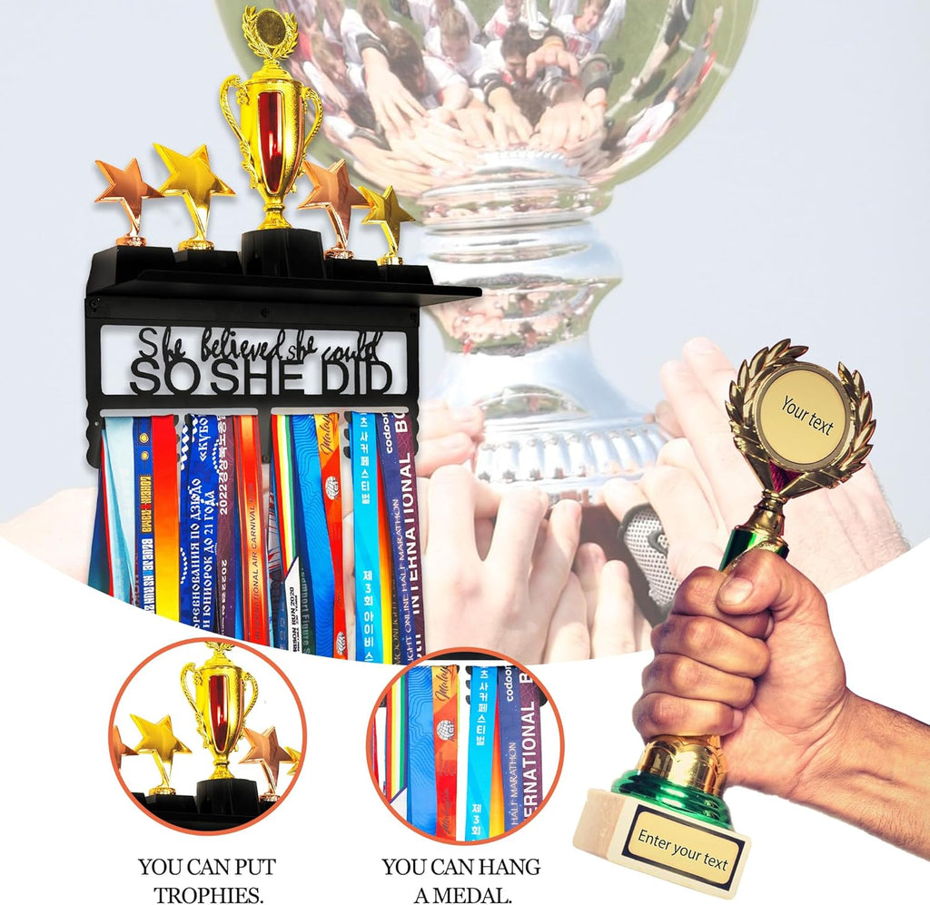 Personalized Medal Display Rack - Custom Metal Hanger for 70+ Awards | Easy Installation for Sports Recognition