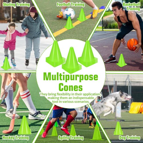 MAQUITA 30 Pack 7-Inch Plastic Traffic Cones - Agility Markers for Soccer, Skating, Football & More
