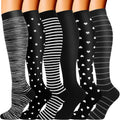 Double Couple 6 Pairs Compression Socks for Men Women 20-30mmhg Wide Calf Compression Sock for Sports Circulation