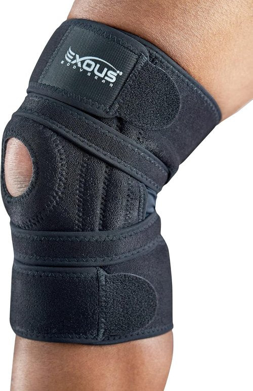 Exous Bodygear Knee Brace - Meniscus Tear & Arthritis Support | Patented Adjustable Wraparound Strap, Medium Size