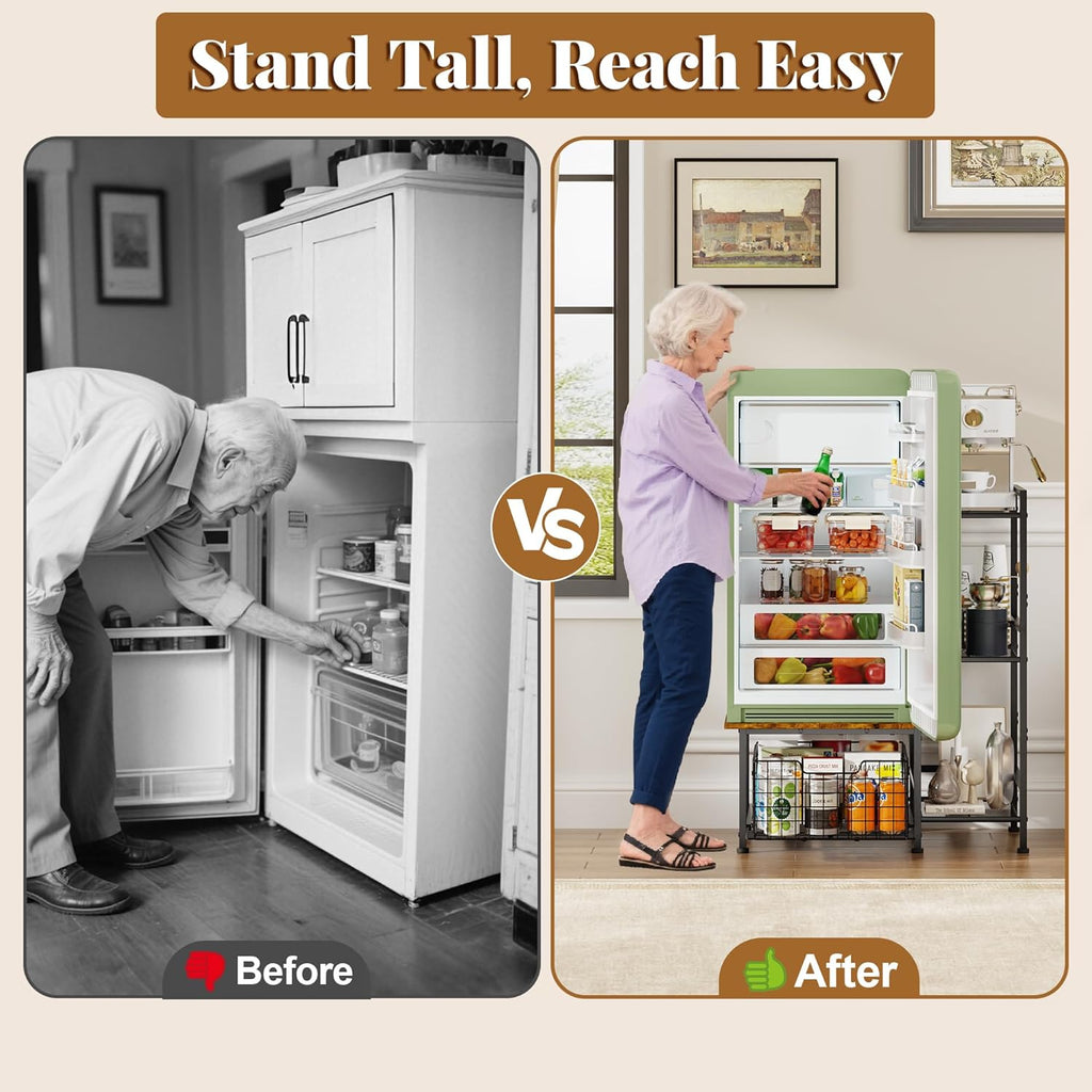 Yuyetuyo Mini Fridge Stand - Stylish Coffee Bar & Wine Cabinet Storage for Dorm, Apartment, Office