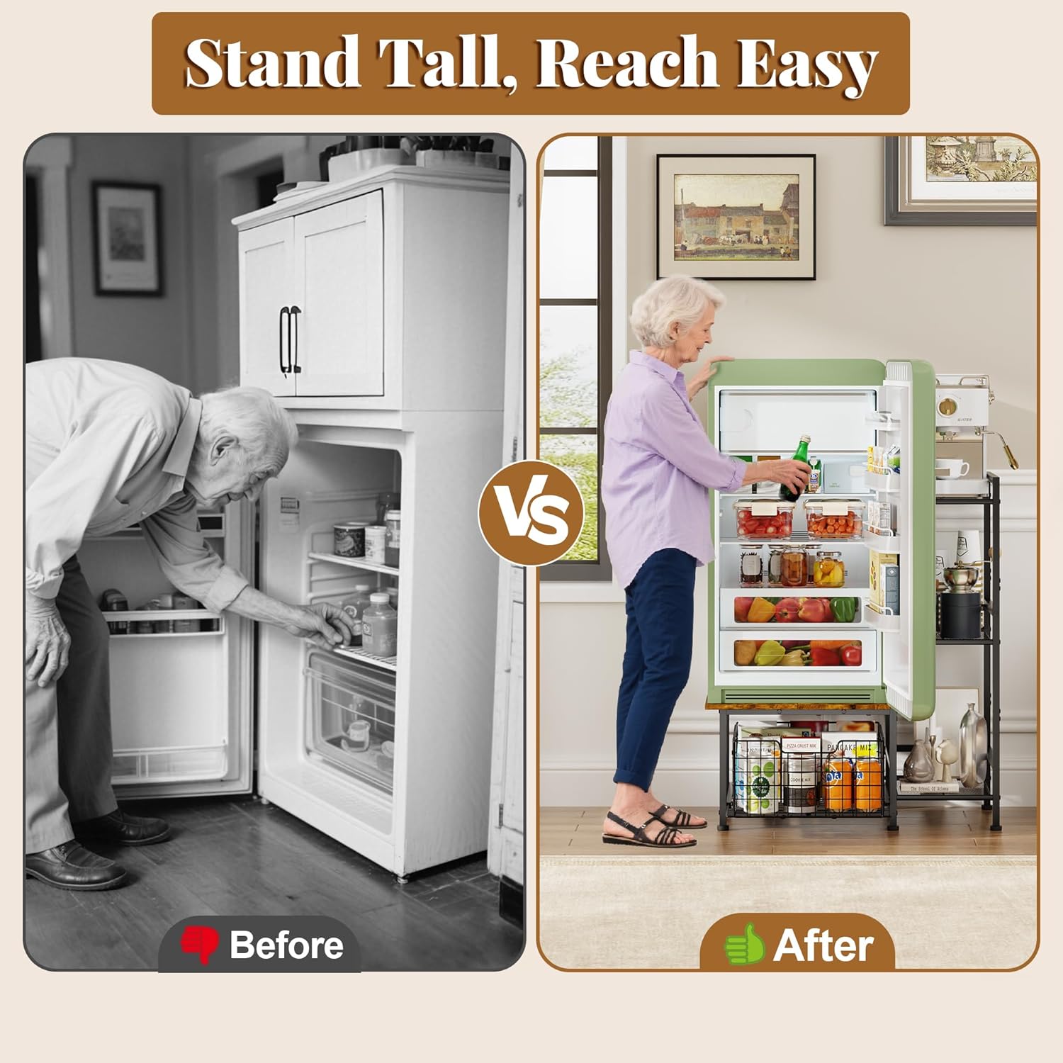 Yuyetuyo Mini Fridge Stand - Stylish Coffee Bar & Wine Cabinet Storage for Dorm, Apartment, Office