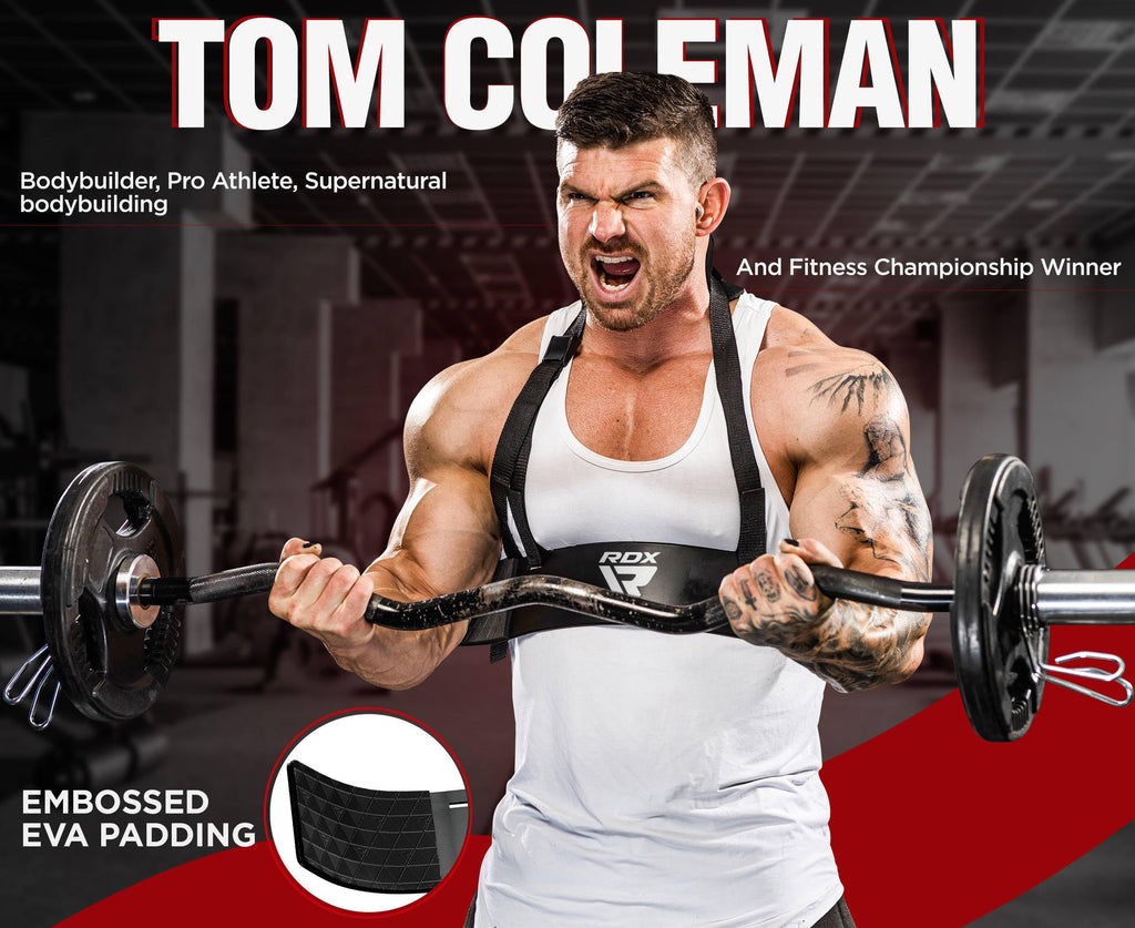 RDX Arm Blaster Biceps Triceps, 23” Aluminum Fitness Curl Support Isolator, Weightlifting Muscle Gains Big Arms Extension Builder, Adjustable 42” Strap, 6MM Neck Pad, Curved Design, Thick Padding