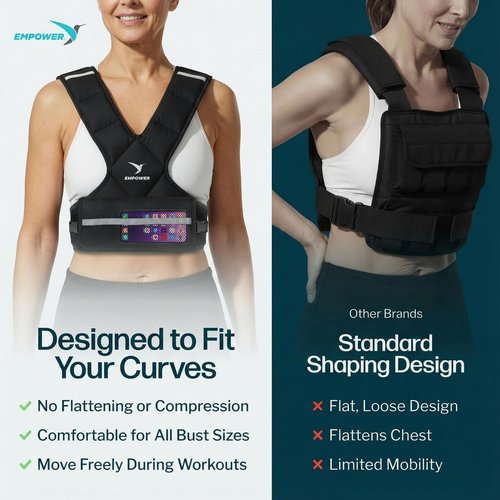 Empower Weighted Walking Vest for Women – Strengthen Muscles, Boost Bone Health, and Burn More Calories, 10lb Adjustable Weighted Vest, 4-in-1 with Removable Weights (4lbs, 6lbs, 8lbs or 10lbs) with Mesh Phone Storage Pocket