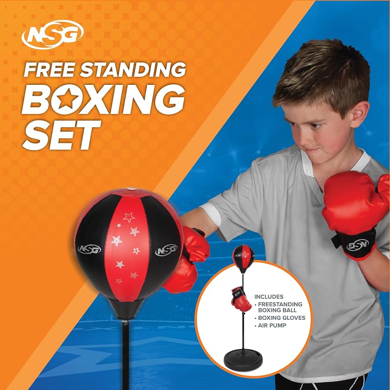 Punching Bag for Kids & Boxing Gloves Set - Adjustable Freestanding Jr Speed Bag (Small)