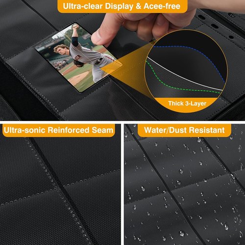 1080 Pockets Black Trading Card Sleeves by [Brand Name] - Double-Sided, Thickened Protectors for MTG, Yu-Gi-Oh!, Baseball Cards | 60 Pack