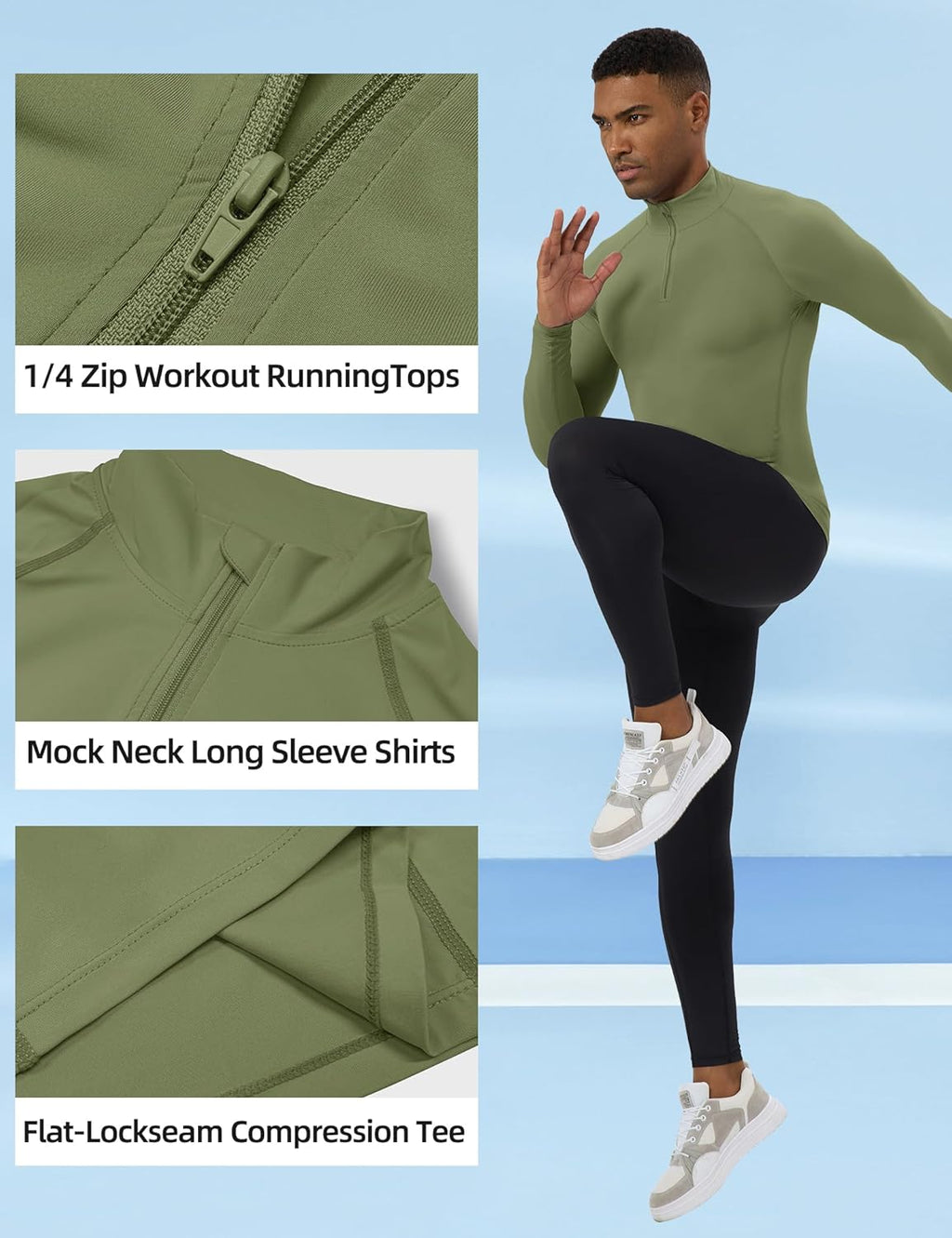SPVISE Quarter Zip Workout Pullover - Men's Dry Fit Long Sleeve Compression Tee | Sport Baselayer