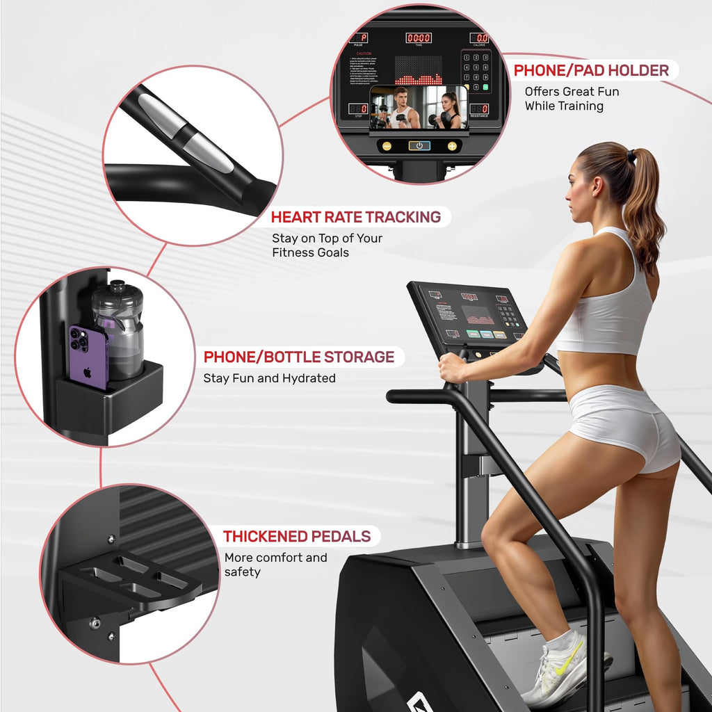 Goimu T1 Stair Stepper Machine, 550Lbs Commercial Grade Stair Climber for Home with 15 Resistance Level and LED Screen, Stepmill Exercise Machine for Full Body Workouts, 24-164 Steps/Min (Black)