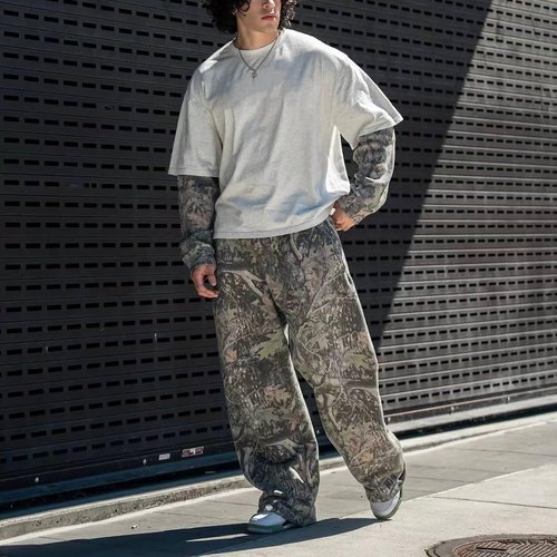 MSBESYOR Mens Baggy Camo Graphic Print Sweatpants Workout Athletic Joggers Pants for Men Wide Leg Hunting Sweat Pant