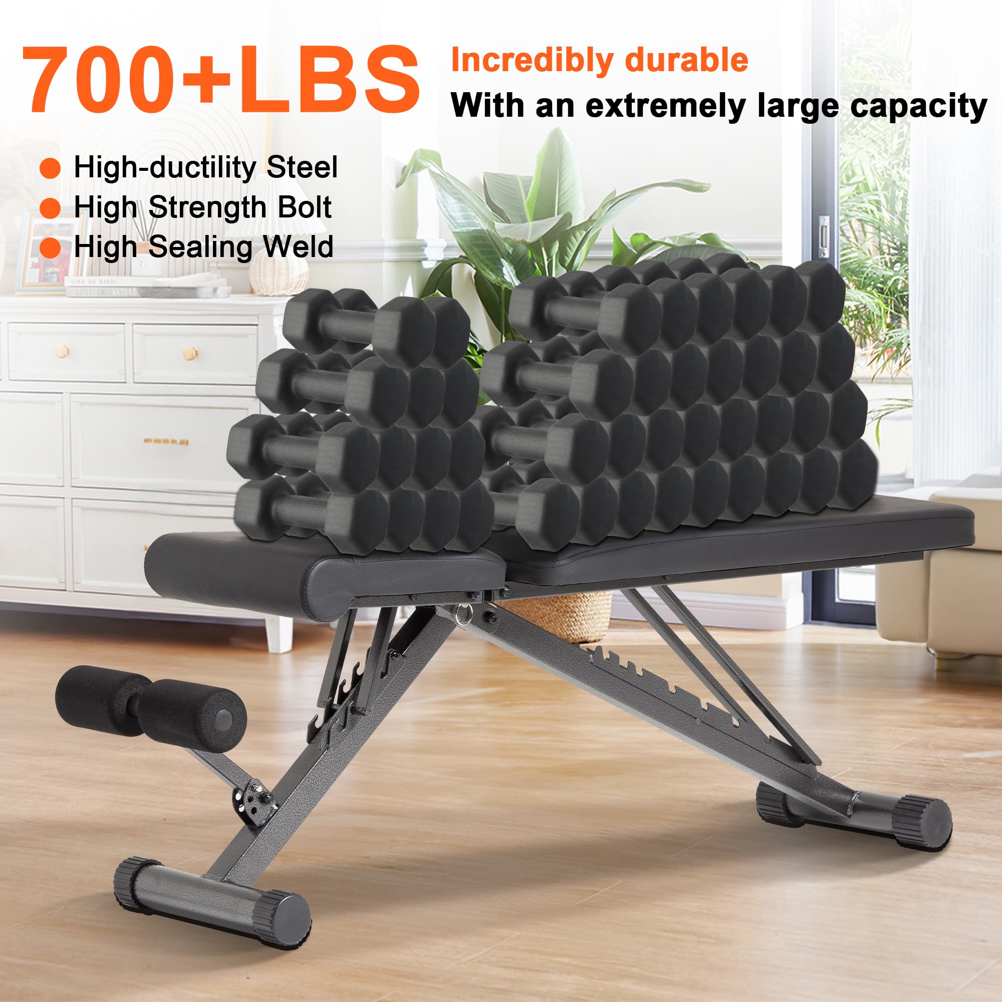 YouTen Adjustable Training Bench Incline Bench Folding Decline Bench Flat Bench Easy Angle Adjustment Compact Storage Adjustable Bench Press Strength Training Body-building apparatus