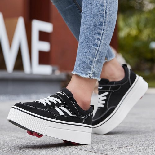 Joyfultime Roller Skate Shoes for Kids Boys and Girls Stylish Children's Sneakers with Wheels Suitable as a Gift for Beginners Black White