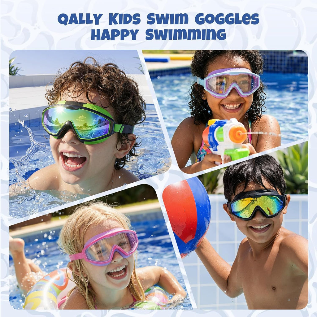 Skiennix Kids Swim Goggles - Anti-Fog UV Protection for Ages 4-16 | 180° Clear View, 3 Pack