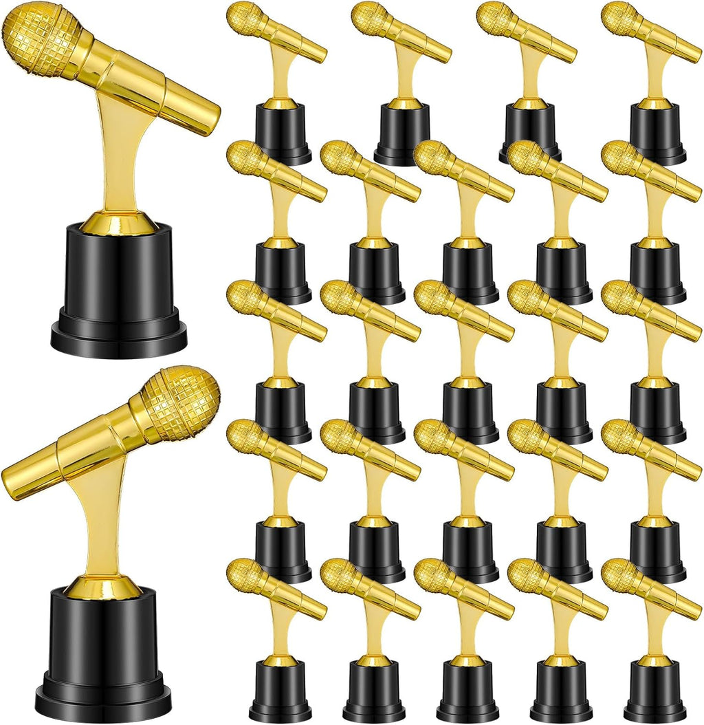 Tondiamo Gold Microphone Trophy - Music Awards Decoration | 2.76 x 5.12 Inches Party Favor