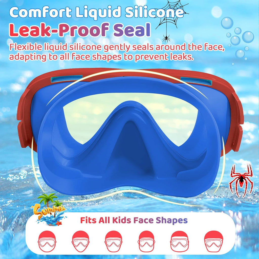 Vvinca Kids Swim Goggles - Anti-Fog & UV Waterproof with Nose Cover | Adjustable Fabric Strap for Ages 3-15
