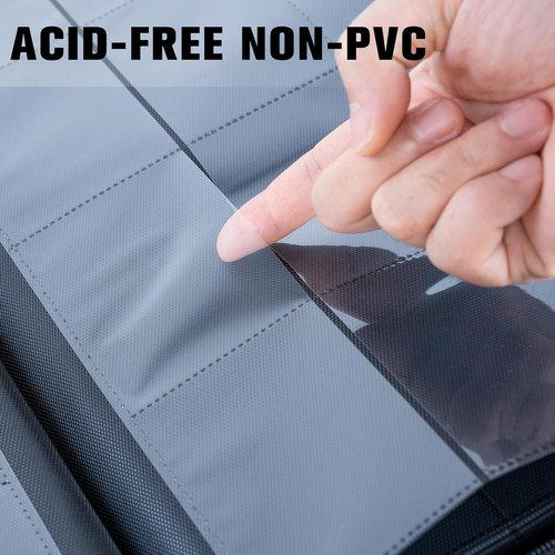 Card Binder - 16 Pocket Trading Card Holder with 44 Sleeves | Zipper Album for TCG & Sports Cards - Black