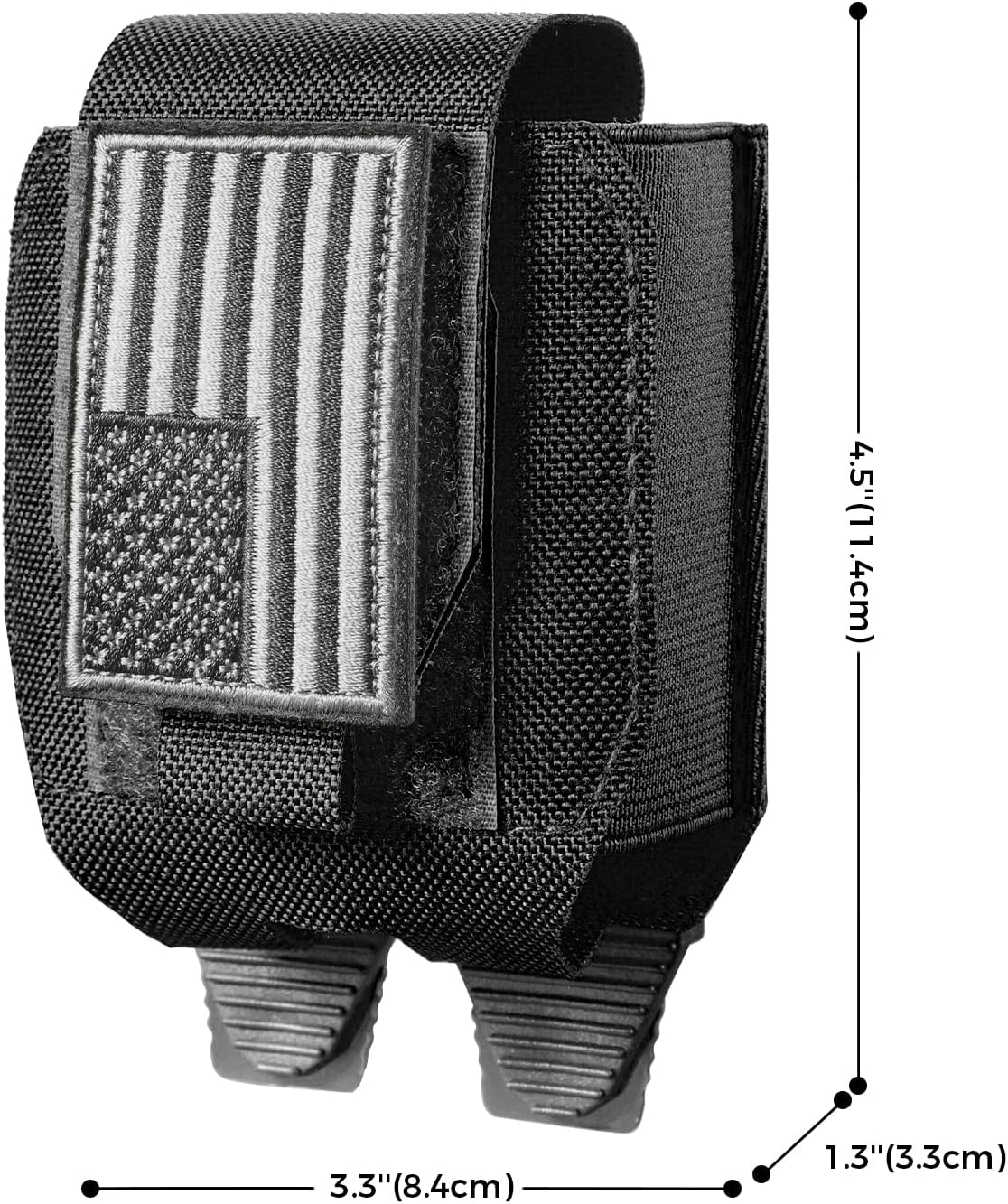 Skiennix Handcuff Pouch - Tactical Holster with USA Flag Patch for Duty Belt & Vest | Fits ASP, Hinged, Chain, Folding Rigid Handcuffs