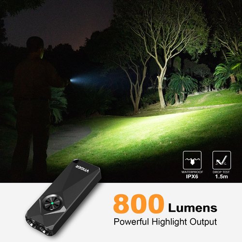 VTIGER K1 800 High Lumens Key Chain Light, Small EDC Rechargeable Keychain Flashlight, Compact LED Tiny Flashlight with Magnetic, Mini Clip-on Pocket Lights for Camping, Emergency, Everyday Carry
