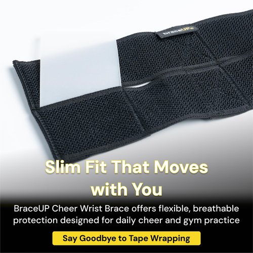 BraceUP Cheer Wrist Braces – Gymnastics & Cheerleading Wrist Support Wraps for Kids and Teens, Lightweight, Low-Profile Design, 2-Pack