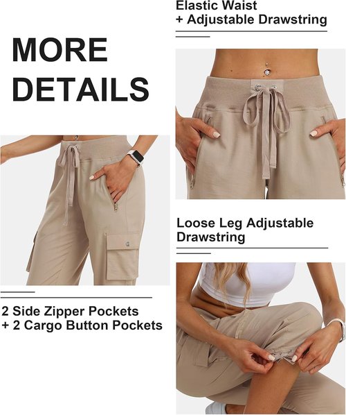 MoFiz Women's Cargo Capris - Lightweight Quick-Dry Hiking Pants with Zipper Pockets | Casual Comfort