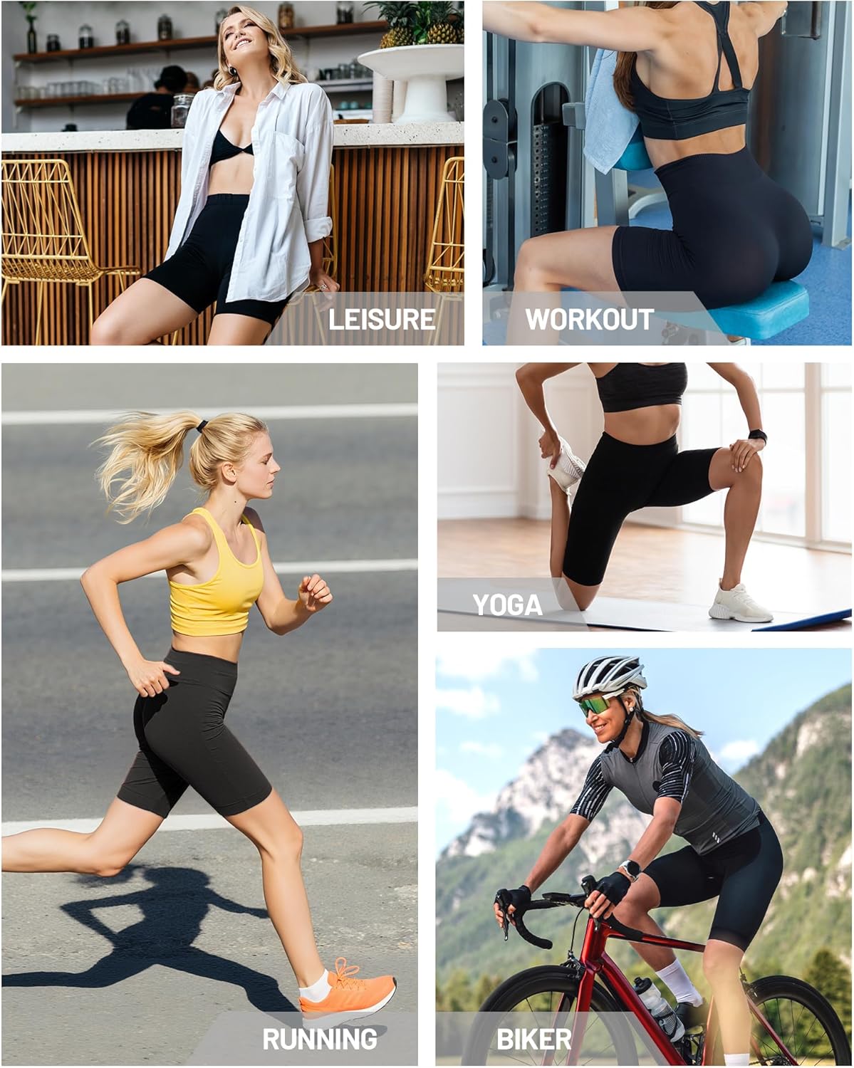 Runhit Biker Shorts for Women - High Waisted No Front Seam Gym & Yoga Spandex Shorts | Tummy Control, 3''/5''/8''