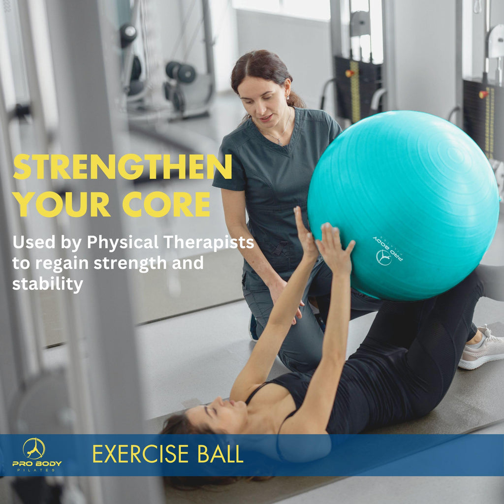 ProBody Pilates Exercise Ball - Multiple Sizes Gym Grade Balance Ball for Fitness, Workout, Pregnancy & Physical Therapy, Stability Yoga Ball Chair (Aqua, 75 cm)