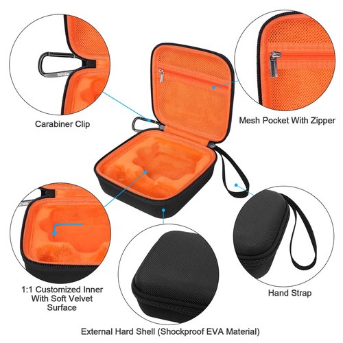 BliFulde Carrying Case Compatible with Garmin Approach R10 Golf Launch Monitor, Custom-Insert Organizer Compact Storage Holder with Mesh Pocket for USB Cable, Charging Adapter (Orange)