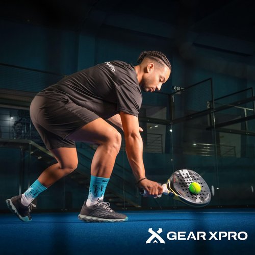 GEARXPro – Padel, Pickelball Socks – Stability & Performance Boost – Reduced Distortions – Heel Protection & Comfort Fit (US, Alpha, Large, Regular, Regular, White Black)