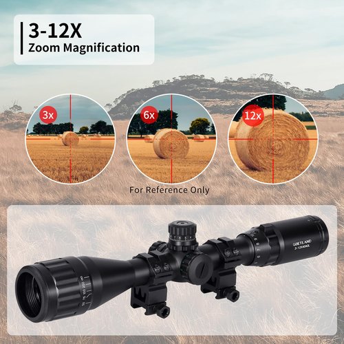 Goetland Rifle Scope 3-12x40 AO Red Green Blue Illuminated Crosshair SFP Mounts for Air Gun Airsoft Crossbow Hunting Tactical Ar