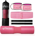 RitFit Barbell Squat Pad Set - 7 Pcs with Resistance Band & Safety Straps | Enhanced Neck & Shoulder Support (Pink/Black)