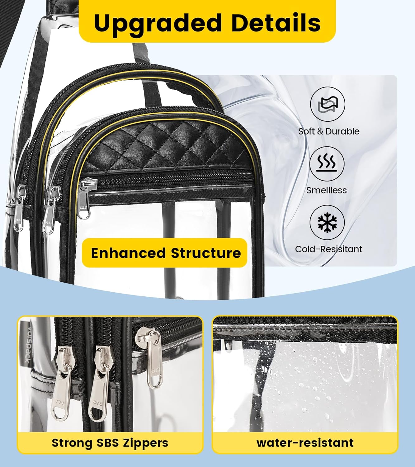 Vorspack Clear Bag for Stadium Events - Crossbody Bag for Women Clear Stadium Bag for Concerts Sports Festivals