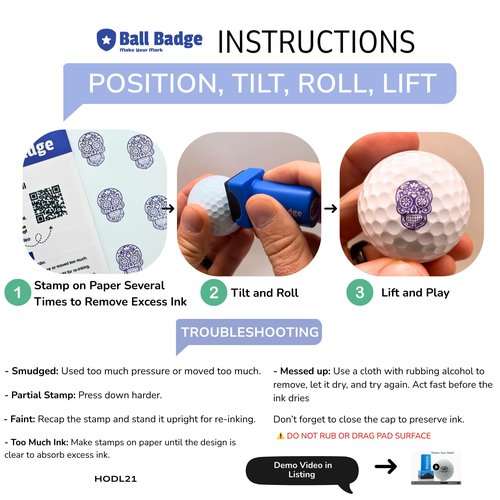 HODL 21 Ball Badge - Golf Ball Stamp Golf Ball Marker, Reusable Golf Ball Marking Tool to Identify Golf Balls (Mudflap Golfer Guy)
