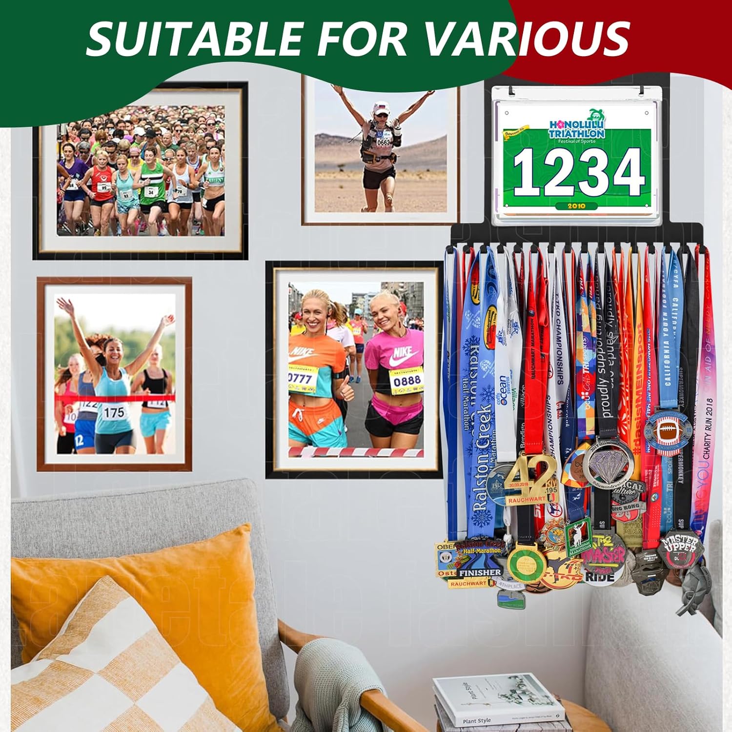 Race Medal Holder - Stylish Wall Hanger for Marathon Medals | Perfect Gift for Runners