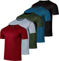 Real Essentials Men's Mesh Short Sleeve Crew Neck T-Shirt - 5 Pack Athletic Tees for Gym | Big & Tall Available