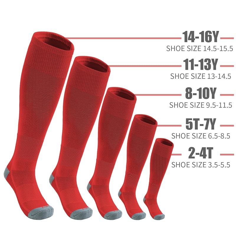 Toddler Baseball Socks 2 Pairs A-Baseball Style - Red 5-7 Years