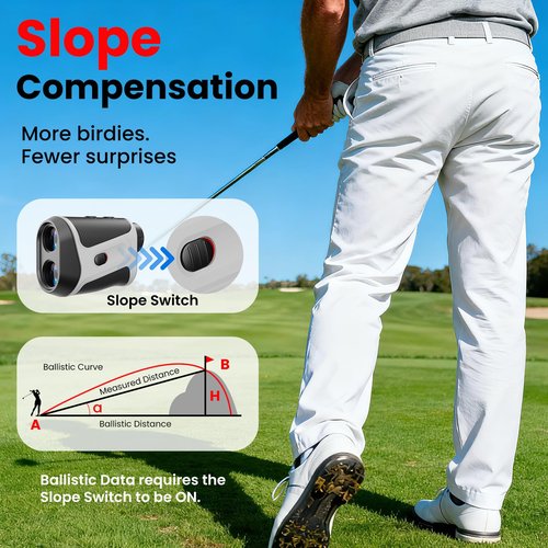 Golf Rangefinder with Slope | 1200 Yards High-Precision Laser Distance Meter | Flag-Lock with Vibration | 7X Magnification | Rechargeable with Magnetic Mount