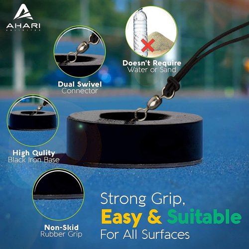 Ahari Unlimited Premium Tennis Trainer Set, Pro Rebounder with Metal Base in a Carrying Cylinder, 3 Replacement Rebound Balls, & Wristband, Portable Tennis Practice Equipment for Solo Training