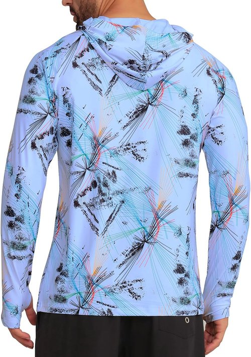 iCKER Men's UPF 50+ Sun Protection Hoodie - Long Sleeve UV Rash Guard for Fishing, Hiking & Running