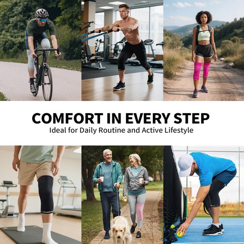 CAMBIVO Knee Brace for Women and Men (2 Pack), Ultra-Thin Lightweight Knee Compression Sleeve (Black, Large)