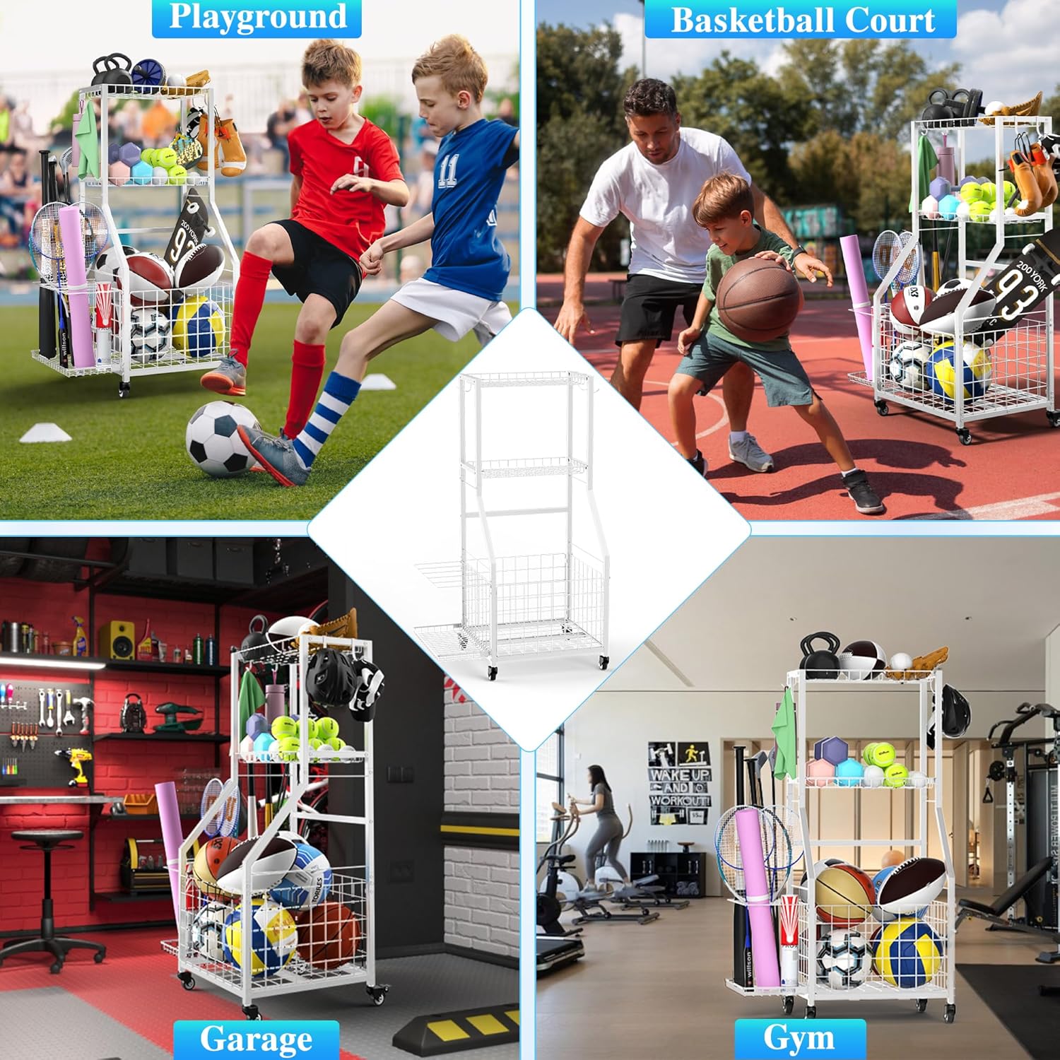 Skiennix Sports Equipment Garage Organizer - Maximize Space with Durable Storage Solutions